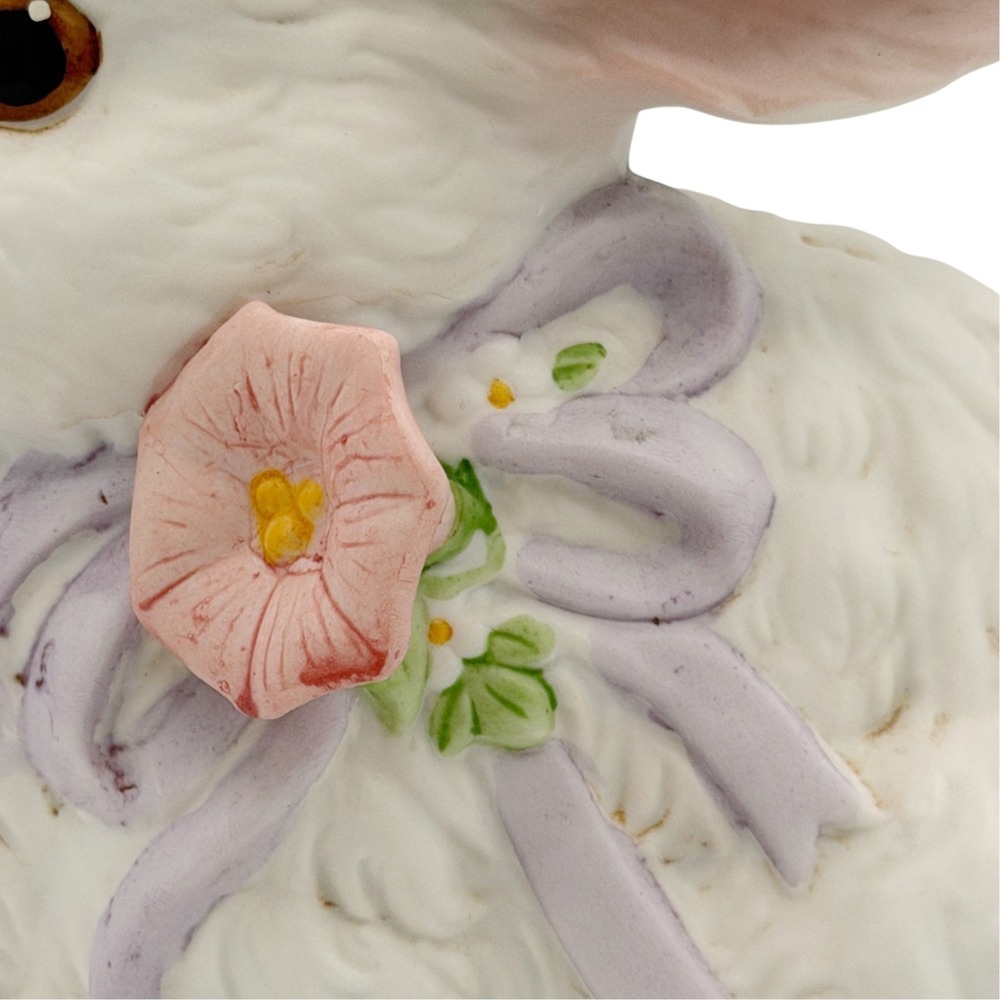 VTG Easter Bunny Music Box Enesco Rabbit Figurine Spring Decor Cottagecore Works - Picture 11 of 16